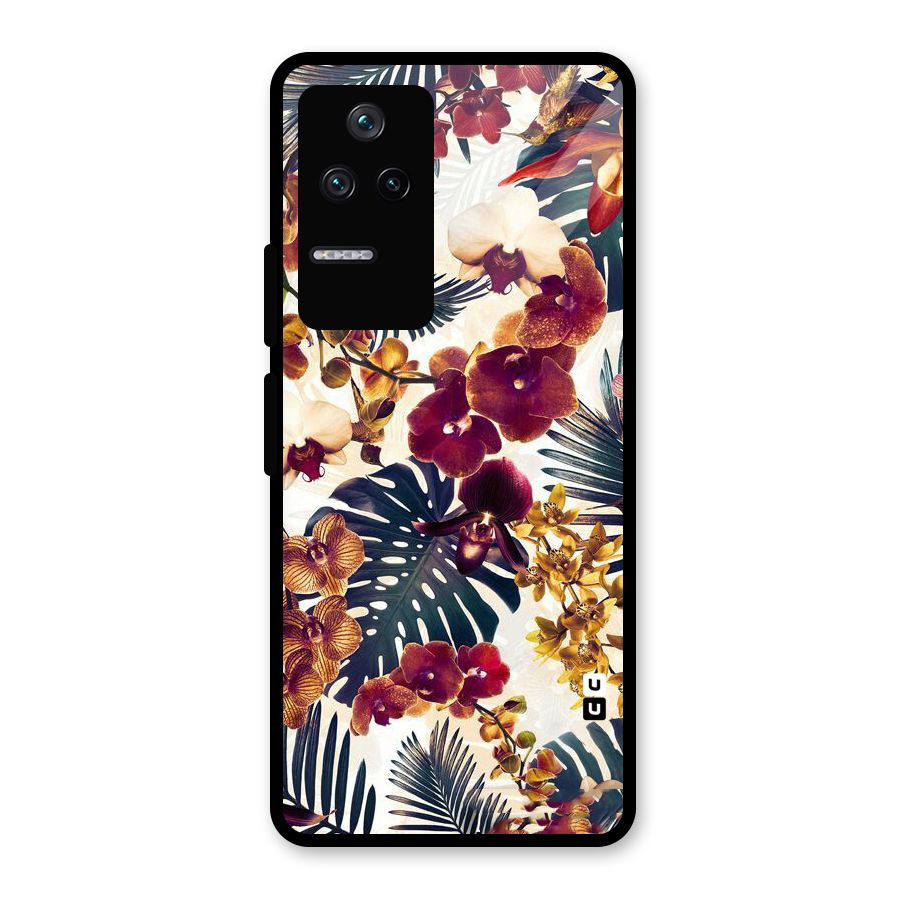 Vintage Rustic Flowers Glass Back Case for Poco F4 5G