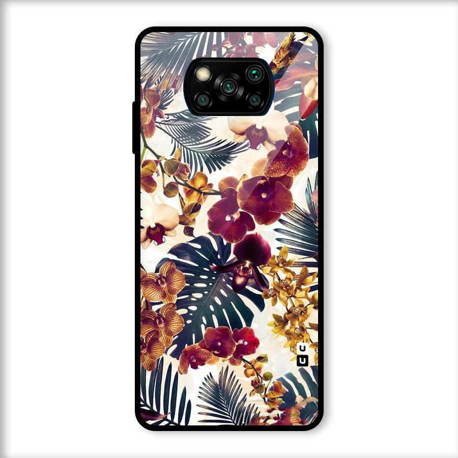 Vintage Rustic Flowers Glass Back Case for Poco X3