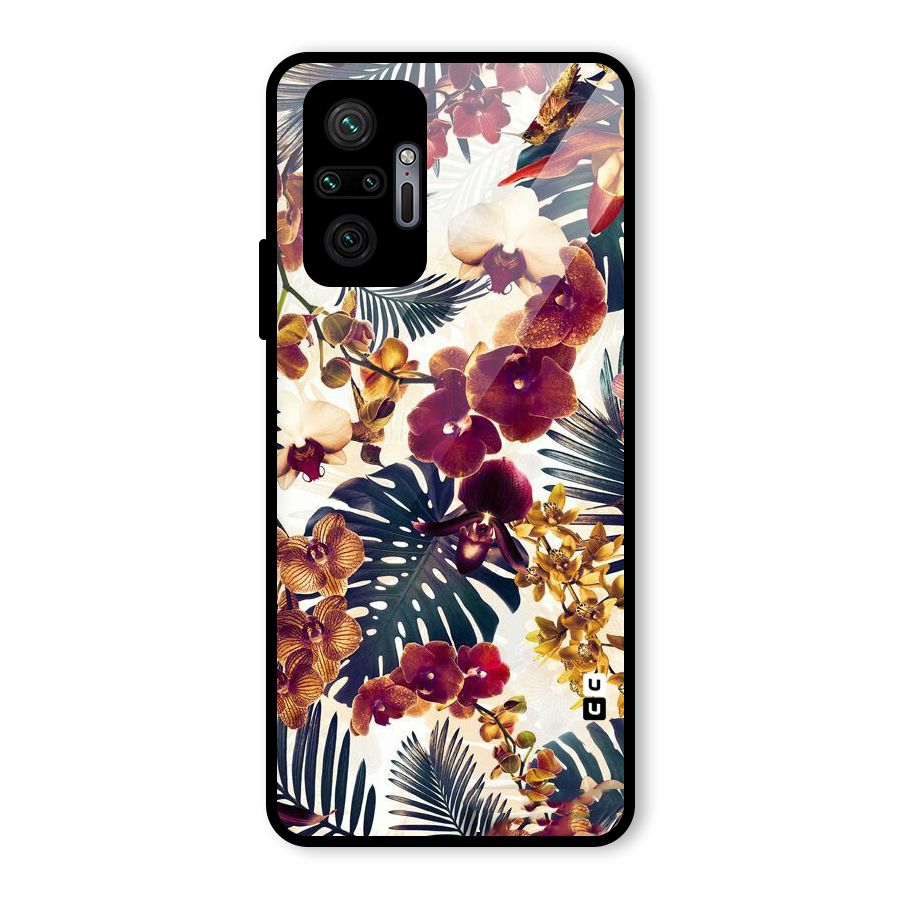 Vintage Rustic Flowers Glass Back Case for Redmi Note 10 Pro