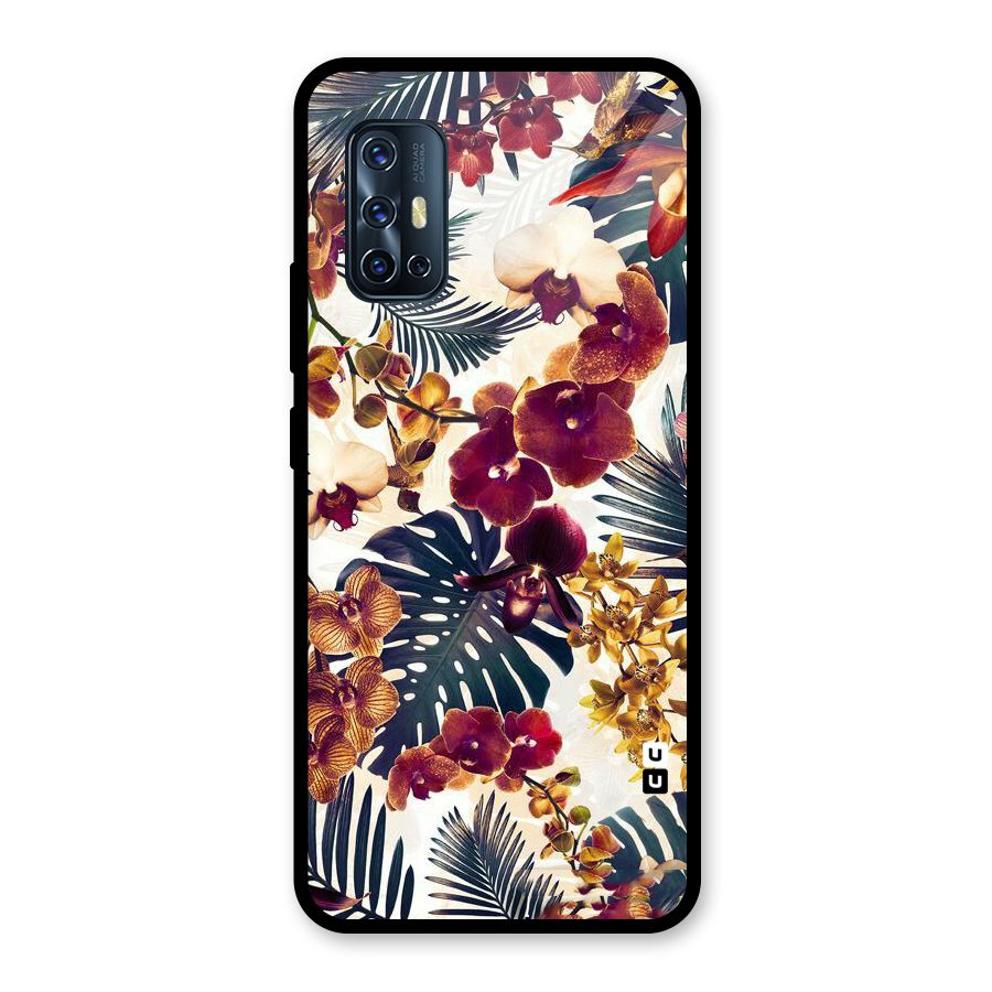 Vintage Rustic Flowers Glass Back Case for Vivo V17