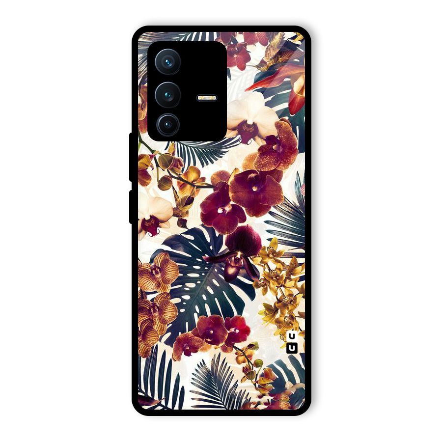 Vintage Rustic Flowers Glass Back Case for Vivo V23 Pro