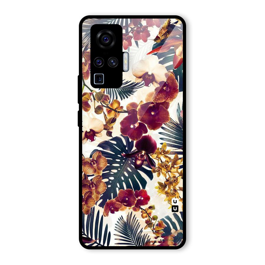 Vintage Rustic Flowers Glass Back Case for Vivo X50 Pro