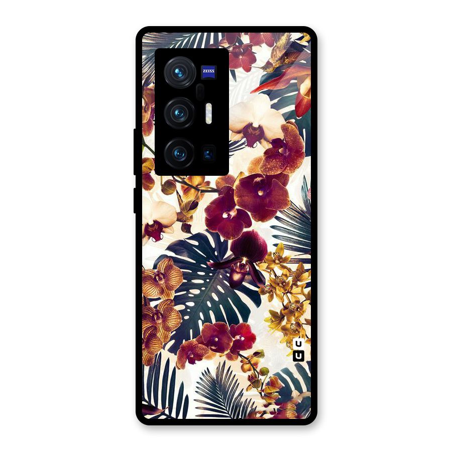 Vintage Rustic Flowers Glass Back Case for Vivo X70 Pro Plus