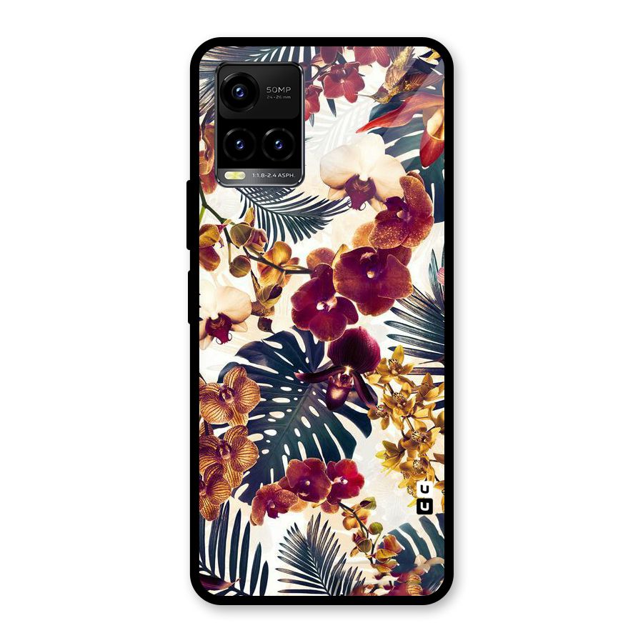 Vintage Rustic Flowers Glass Back Case for Vivo Y21A