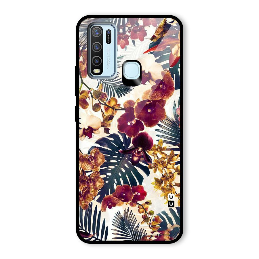 Vintage Rustic Flowers Glass Back Case for Vivo Y50