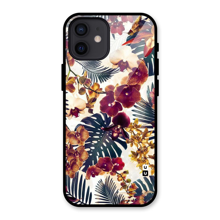 Vintage Rustic Flowers Glass Back Case for iPhone 12