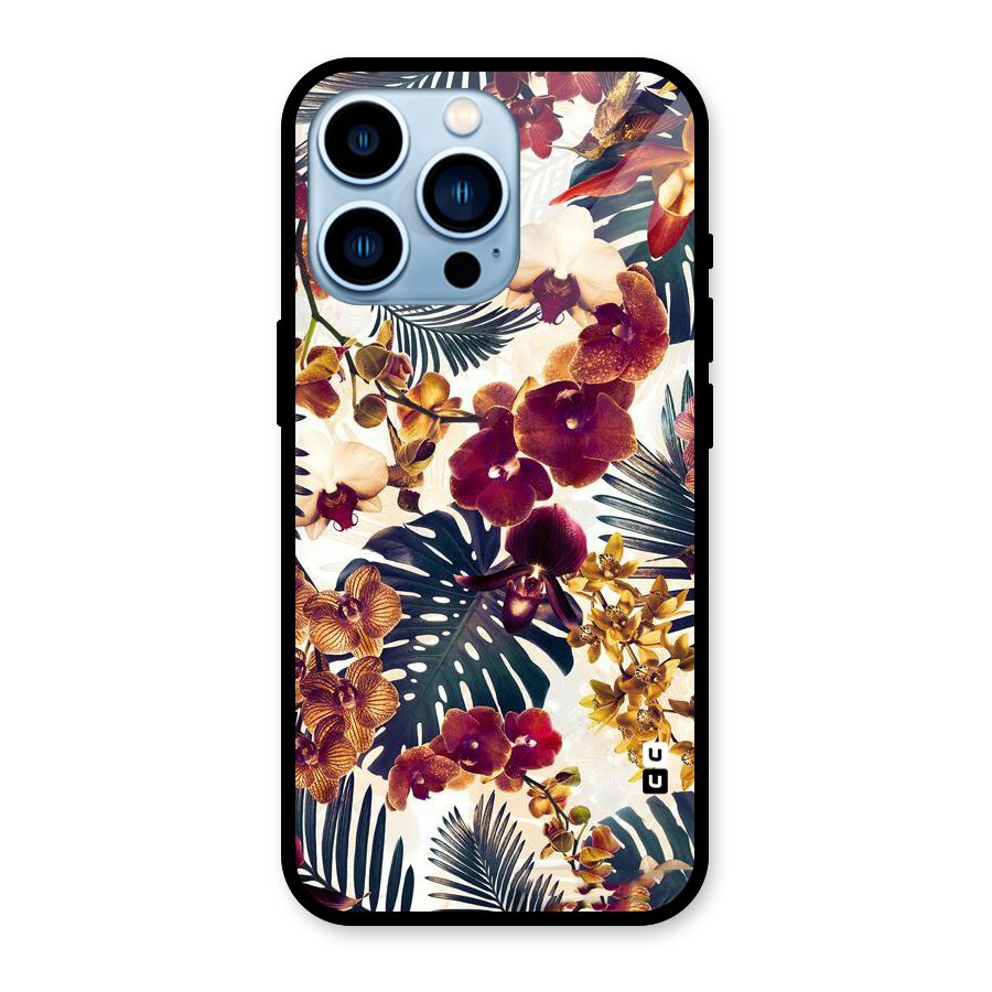 Vintage Rustic Flowers Glass Back Case for iPhone 13 Pro