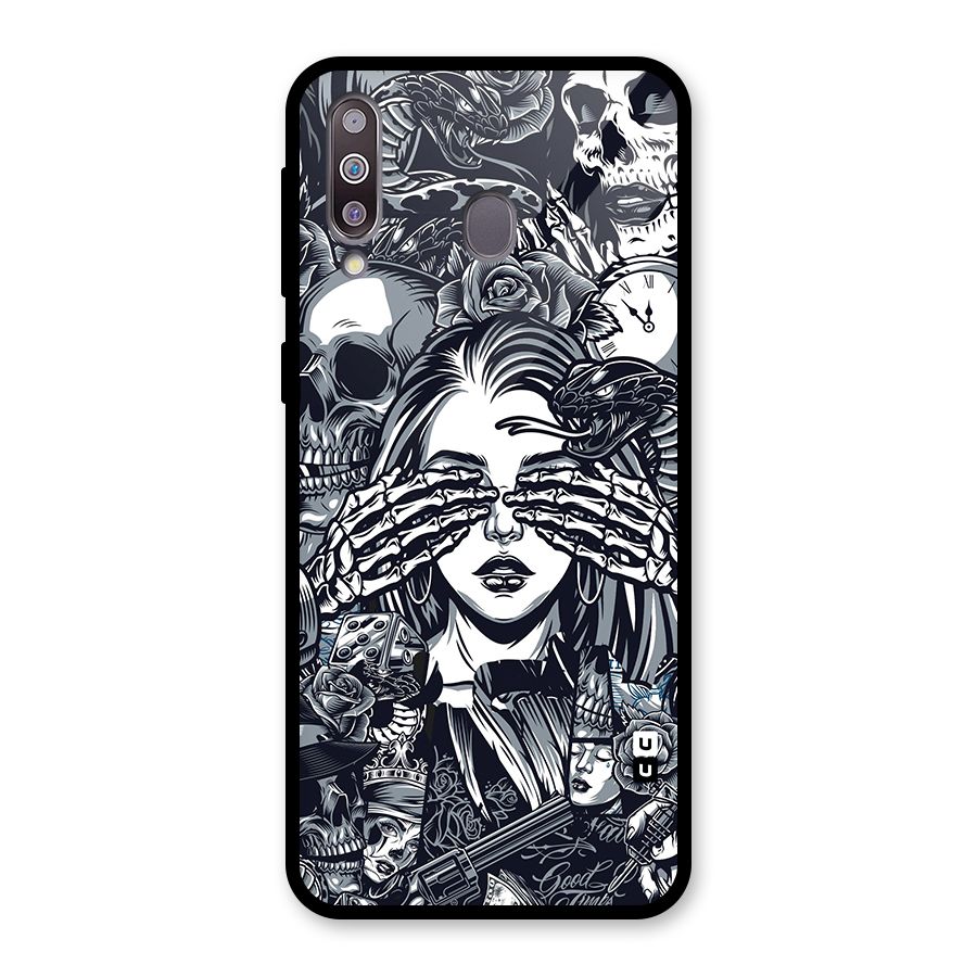 Vintage Skulls and Girl Style Glass Back Case for Galaxy M30