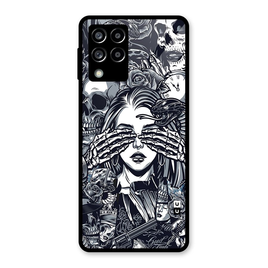 Vintage Skulls and Girl Style Glass Back Case for Galaxy M53 5G