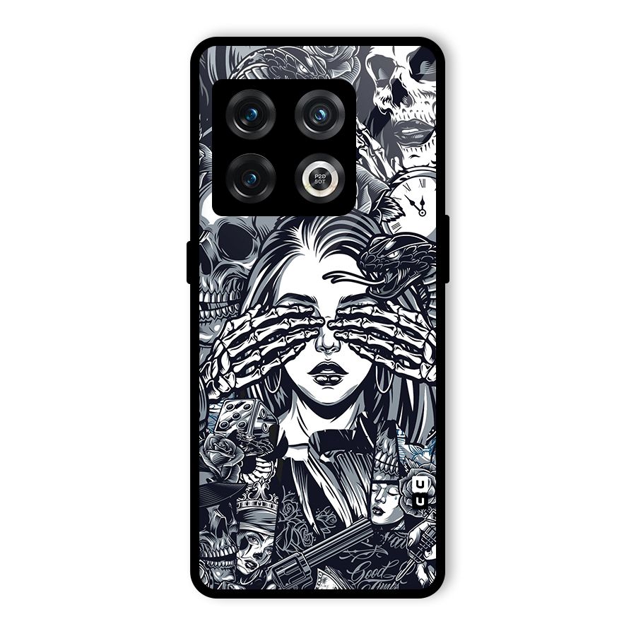 Vintage Skulls and Girl Style Glass Back Case for OnePlus 10 Pro 5G