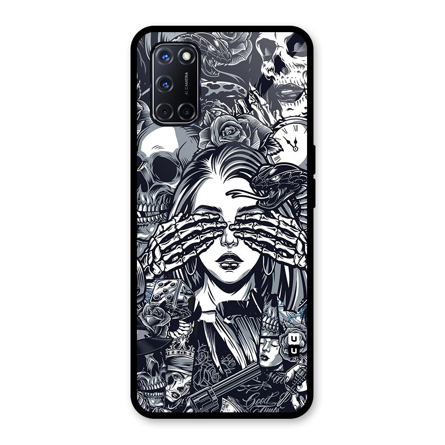Vintage Skulls and Girl Style Glass Back Case for Oppo A52