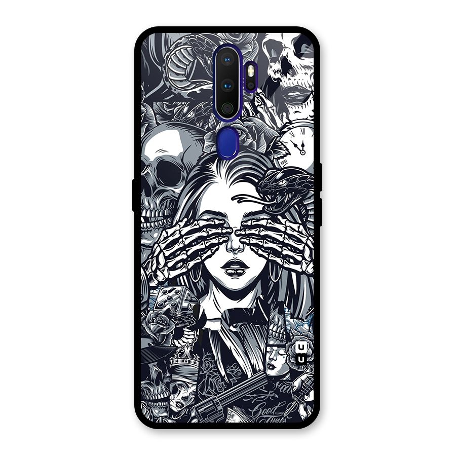 Vintage Skulls and Girl Style Glass Back Case for Oppo A9 (2020)