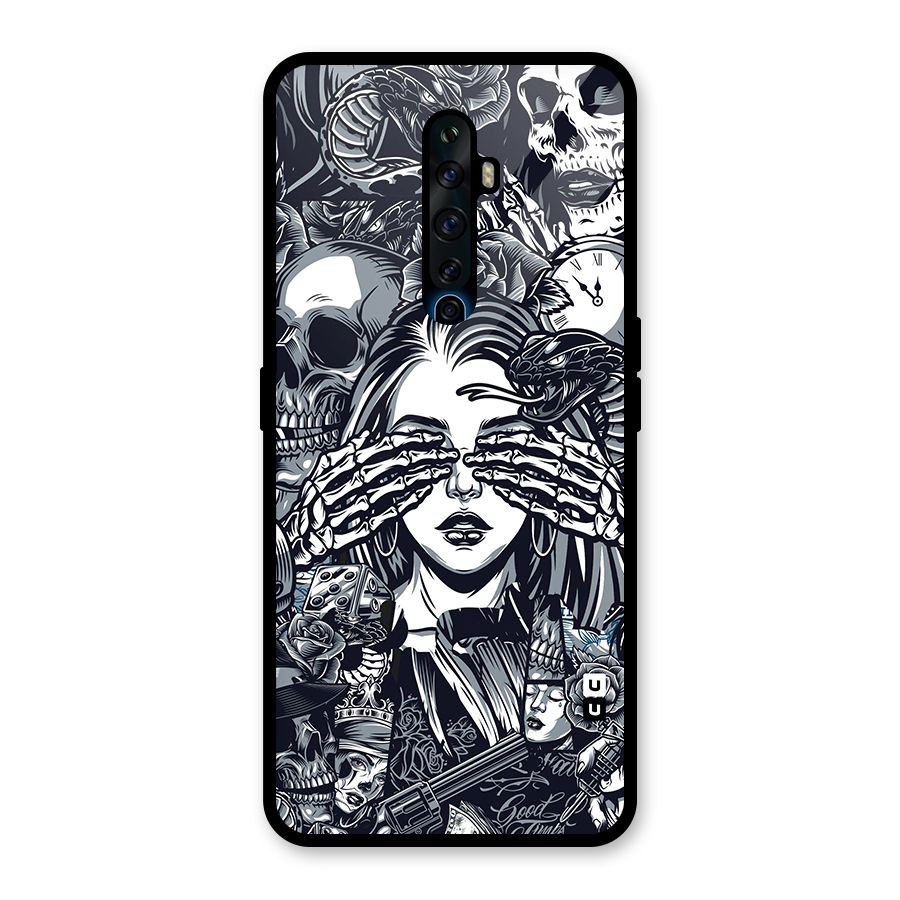 Vintage Skulls and Girl Style Glass Back Case for Oppo Reno2 F