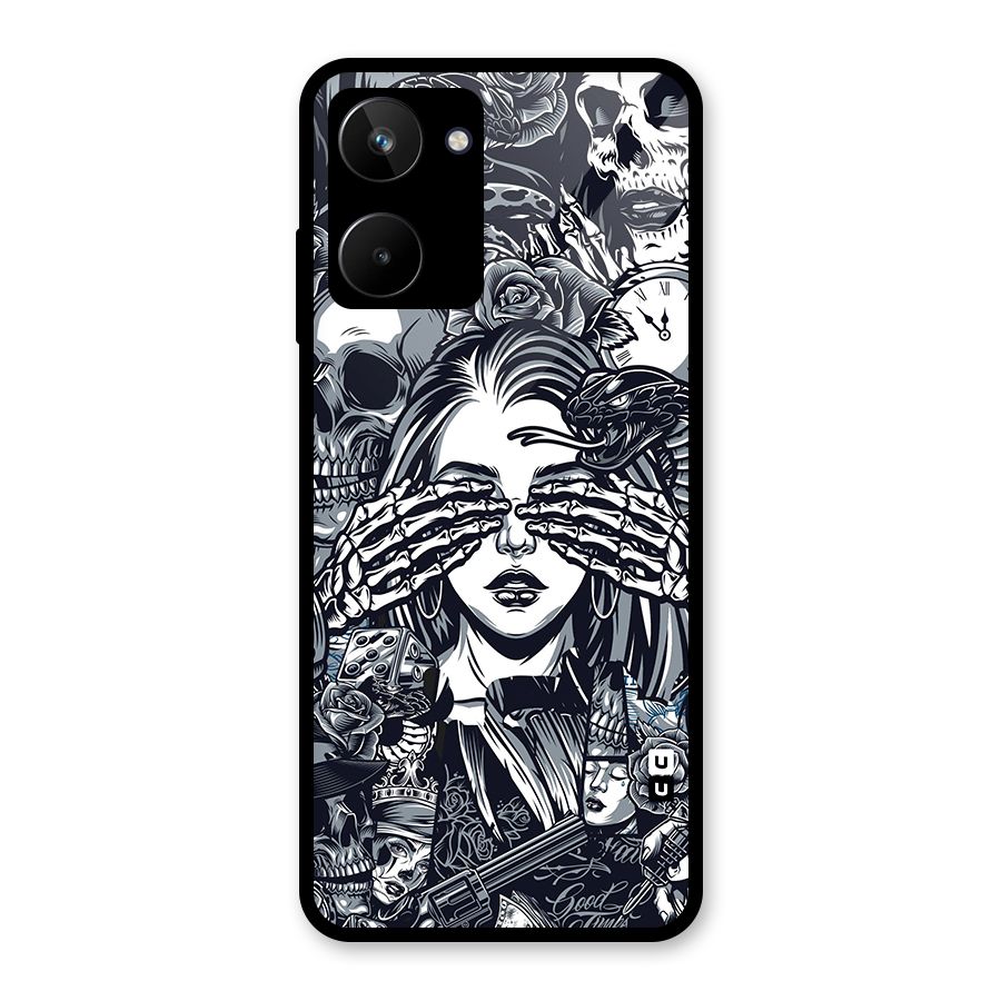 Vintage Skulls and Girl Style Glass Back Case for Realme 10