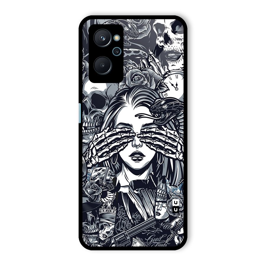 Vintage Skulls and Girl Style Glass Back Case for Realme 9i