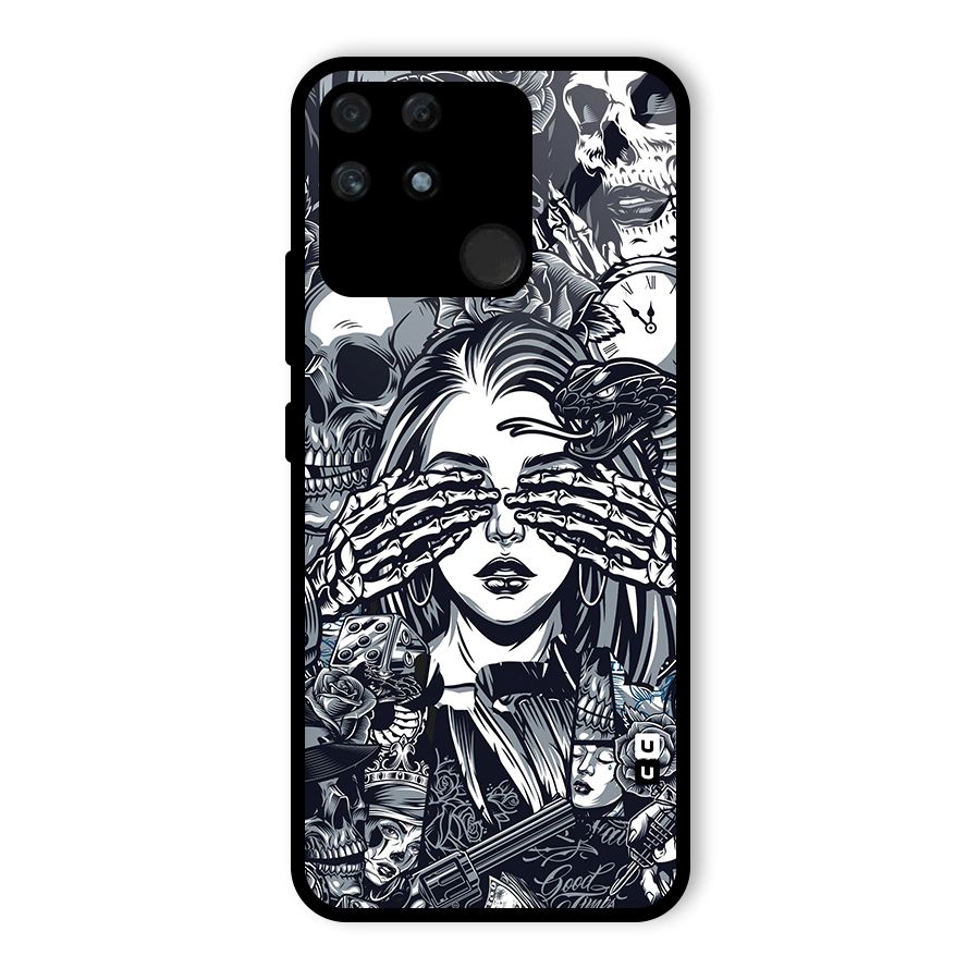 Vintage Skulls and Girl Style Glass Back Case for Realme Narzo 50A