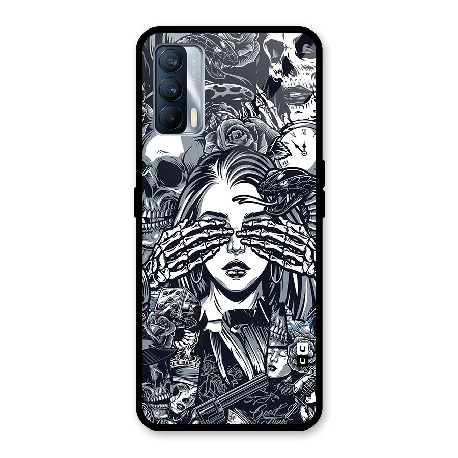 Vintage Skulls and Girl Style Glass Back Case for Realme X7