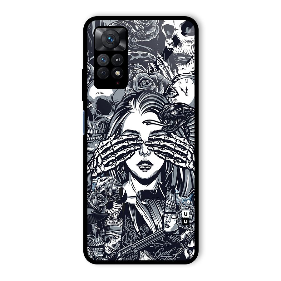 Vintage Skulls and Girl Style Glass Back Case for Redmi Note 11 Pro Plus 5G