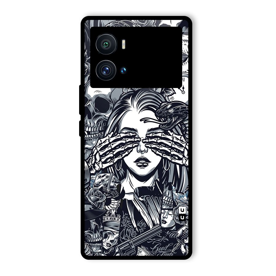 Vintage Skulls and Girl Style Glass Back Case for Vivo iQOO 9 Pro