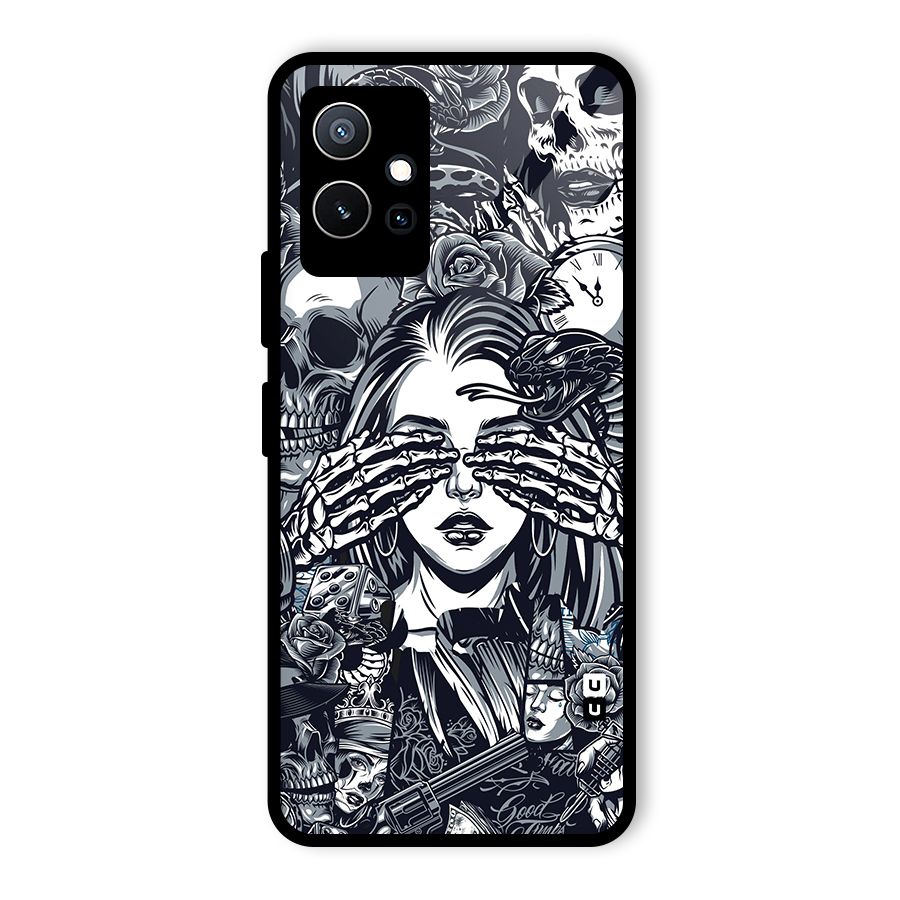 Vintage Skulls and Girl Style Glass Back Case for Vivo iQOO Z6