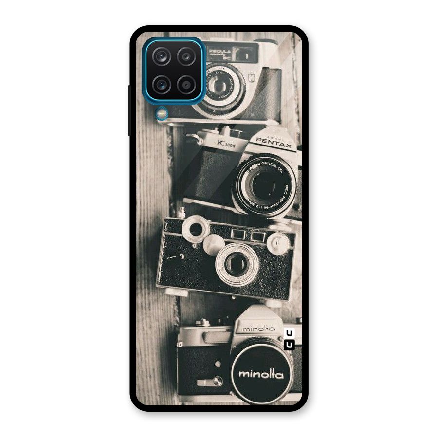 Vintage Style Shutter Glass Back Case for Galaxy A12