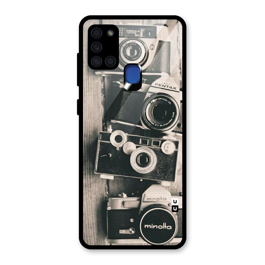 Vintage Style Shutter Glass Back Case for Galaxy A21s