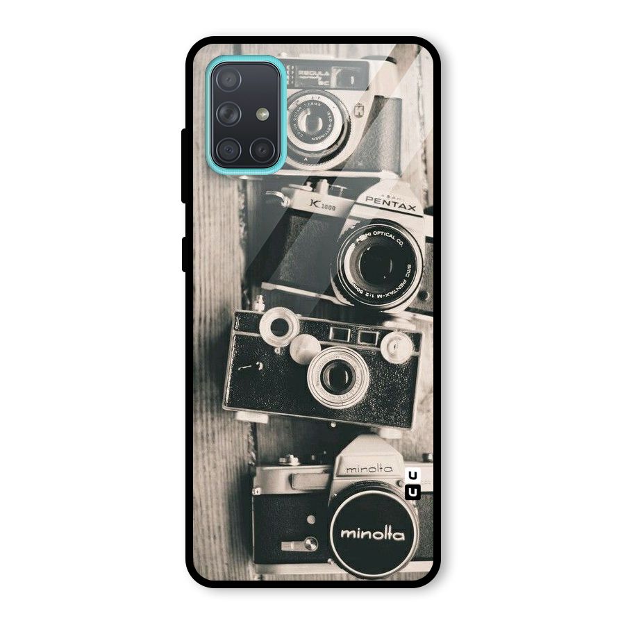 Vintage Style Shutter Glass Back Case for Galaxy A71
