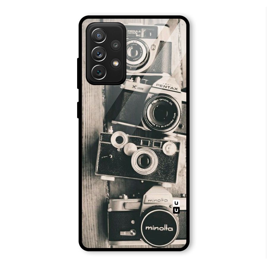 Vintage Style Shutter Glass Back Case for Galaxy A72