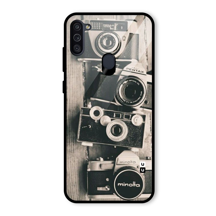 Vintage Style Shutter Glass Back Case for Galaxy M11