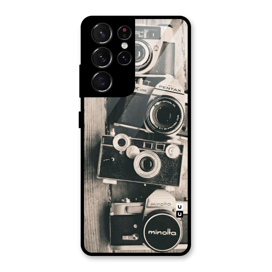 Vintage Style Shutter Glass Back Case for Galaxy S21 Ultra 5G
