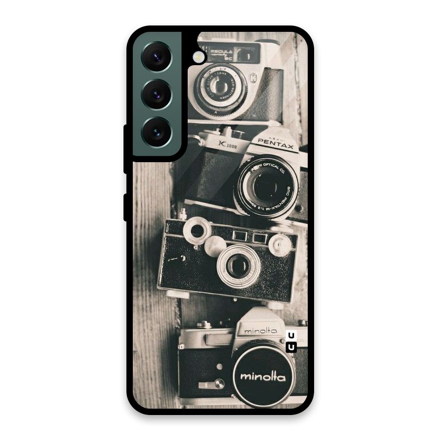 Vintage Style Shutter Glass Back Case for Galaxy S22 5G