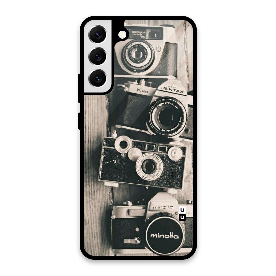 Vintage Style Shutter Glass Back Case for Galaxy S22 Plus 5G