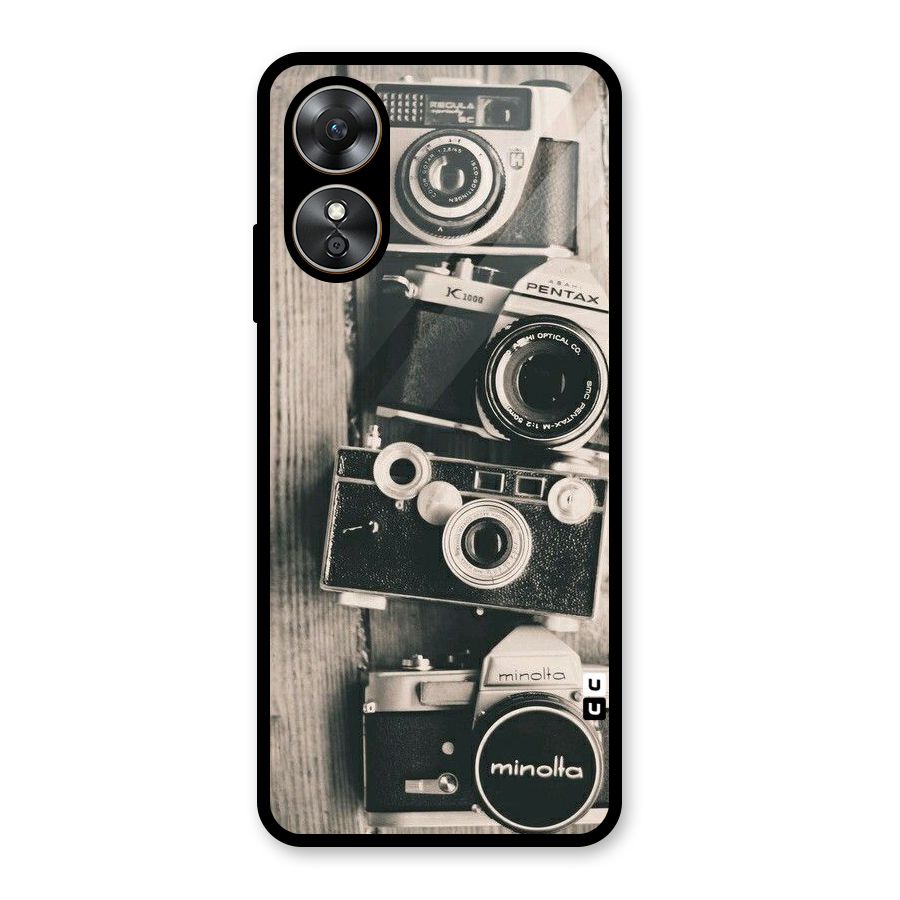 Vintage Style Shutter Glass Back Case for Oppo A17