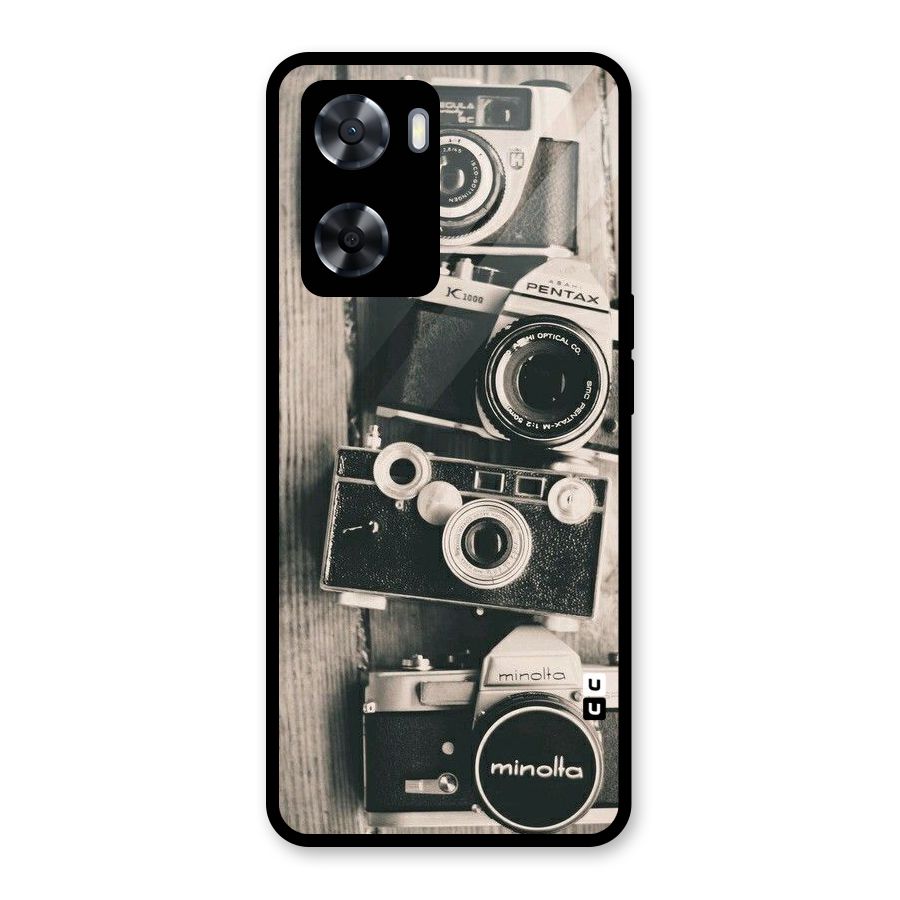 Vintage Style Shutter Glass Back Case for Oppo A57 2022