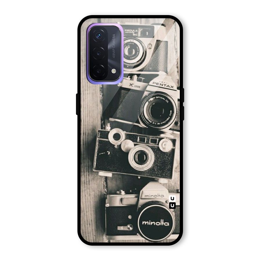 Vintage Style Shutter Glass Back Case for Oppo A74 5G