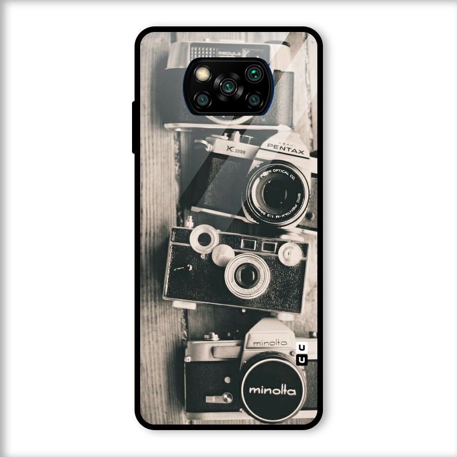 Vintage Style Shutter Glass Back Case for Poco X3