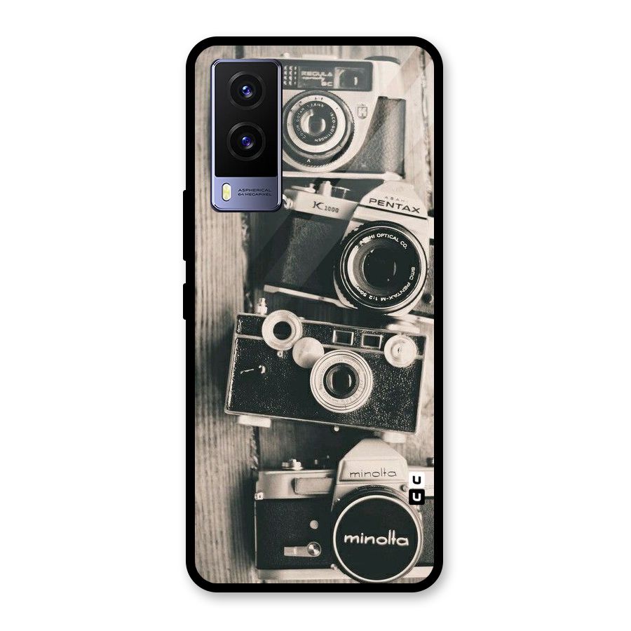 Vintage Style Shutter Glass Back Case for Vivo V21e 5G
