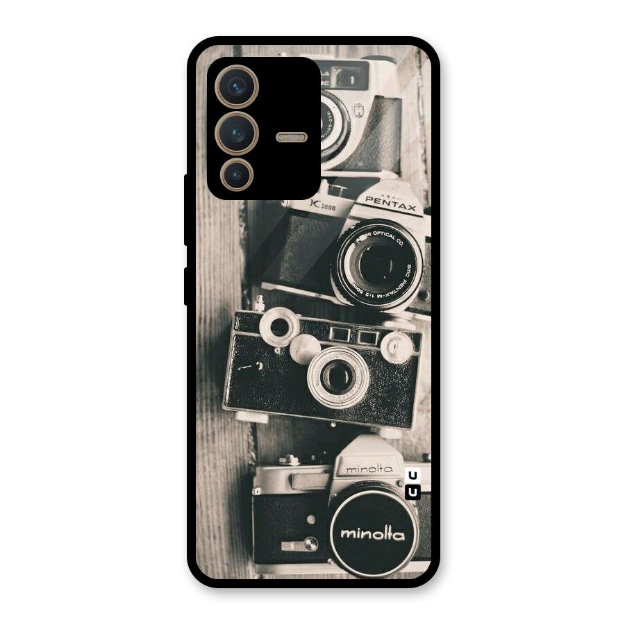 Vintage Style Shutter Glass Back Case for Vivo V23 5G