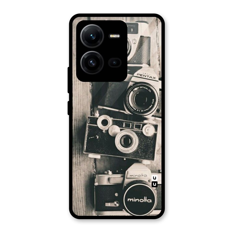 Vintage Style Shutter Glass Back Case for Vivo V25