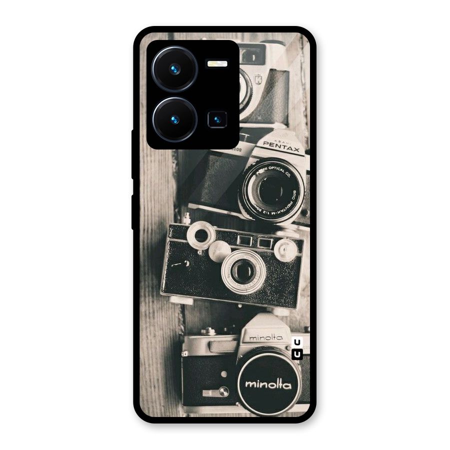 Vintage Style Shutter Glass Back Case for Vivo Y35