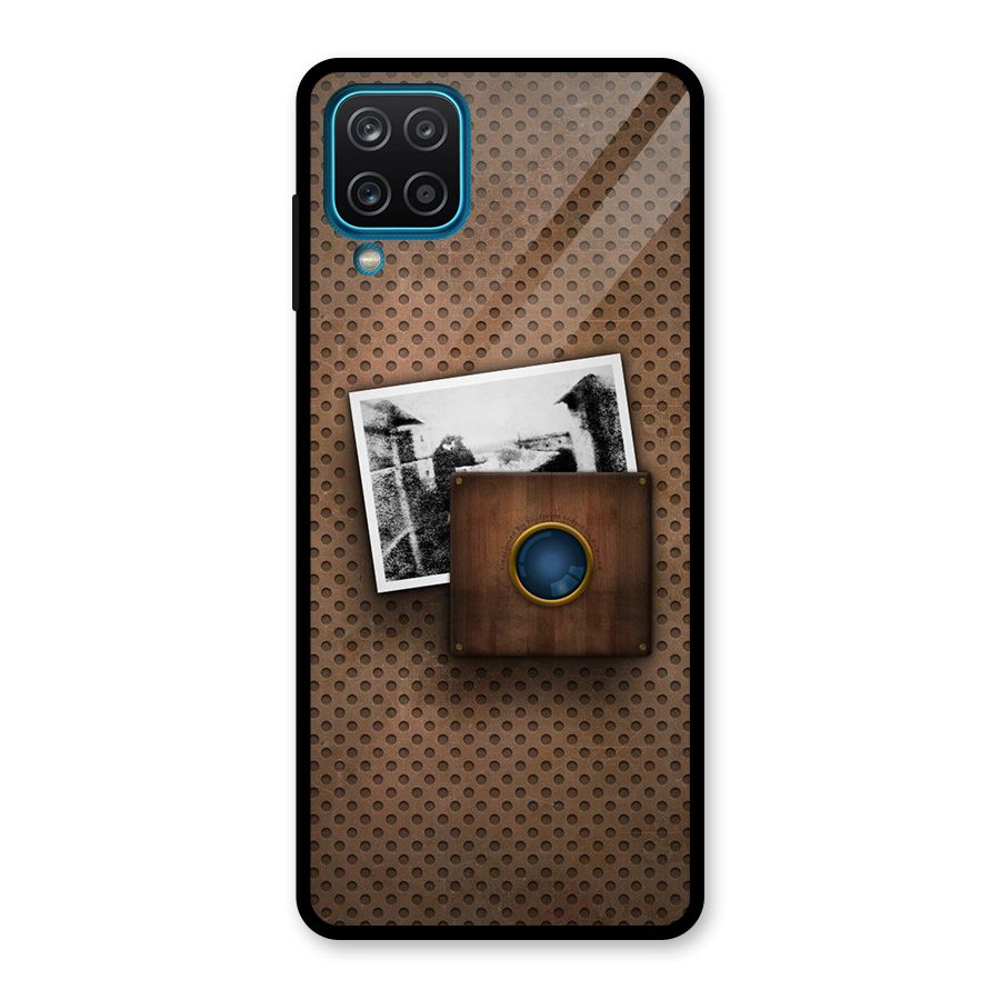 Vintage Wood Camera Glass Back Case for Galaxy A12