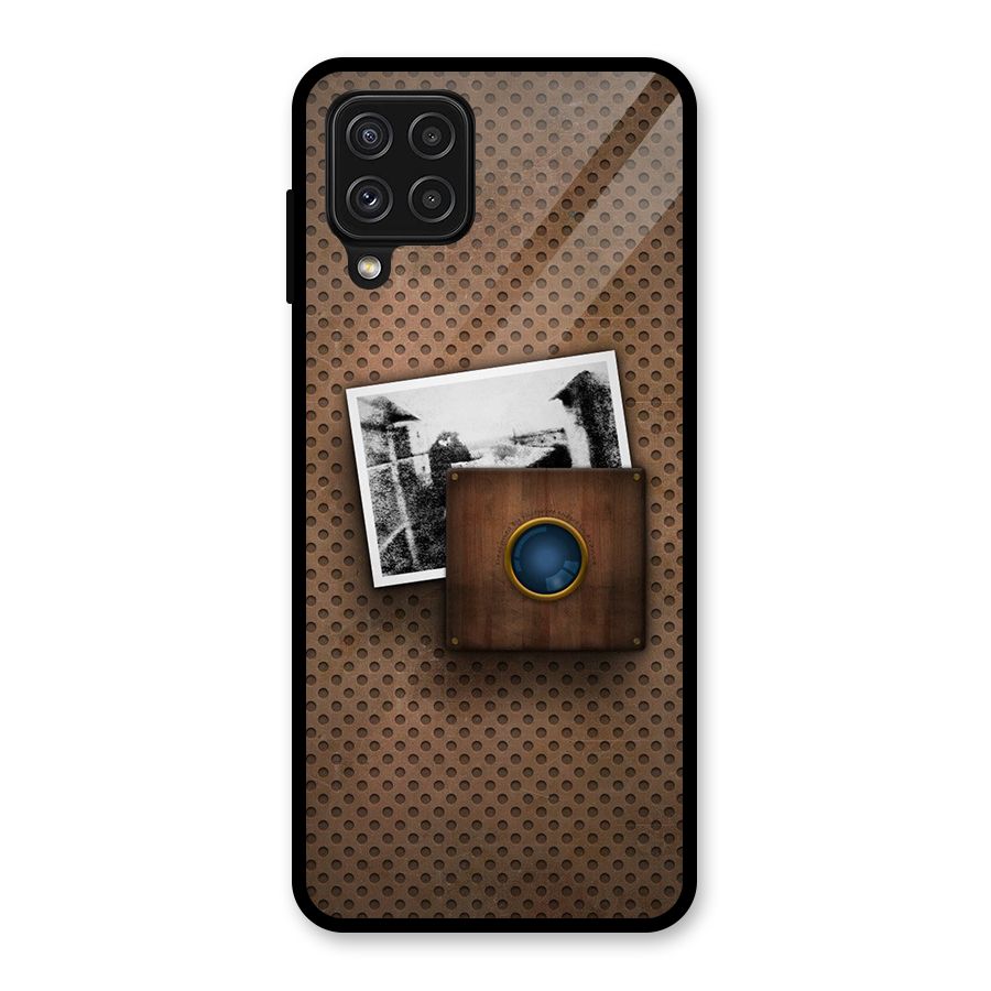 Vintage Wood Camera Glass Back Case for Galaxy A22 4G