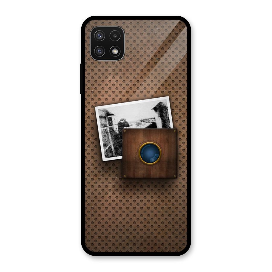 Vintage Wood Camera Glass Back Case for Galaxy A22 5G