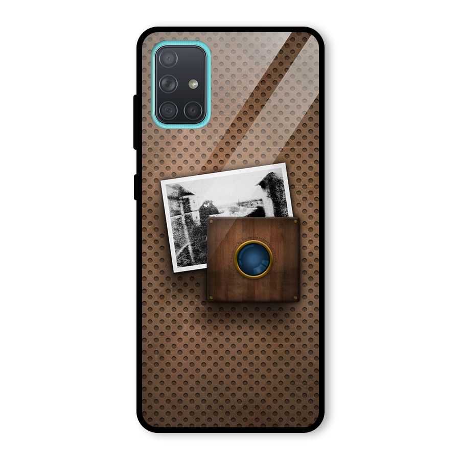 Vintage Wood Camera Glass Back Case for Galaxy A71