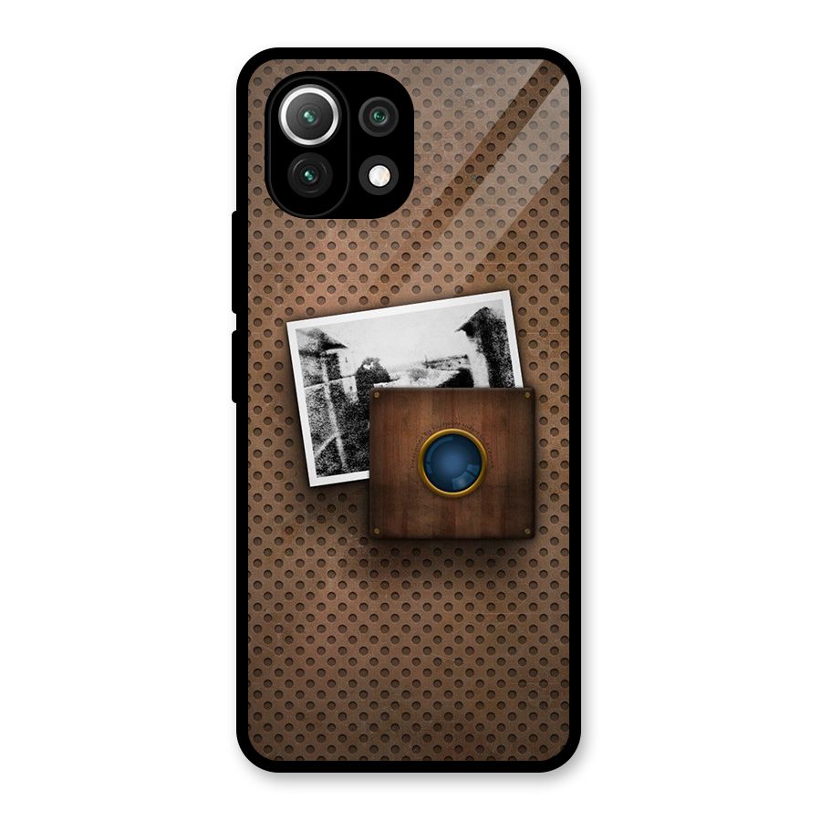 Vintage Wood Camera Glass Back Case for Mi 11 Lite NE 5G