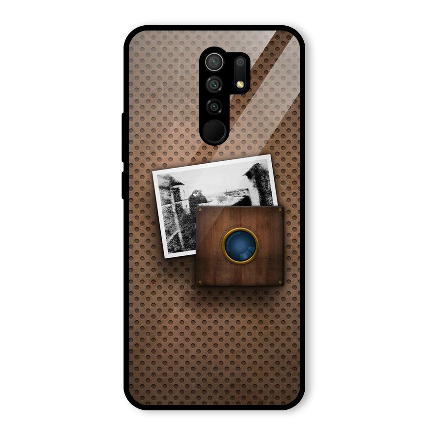 Vintage Wood Camera Glass Back Case for Poco M2