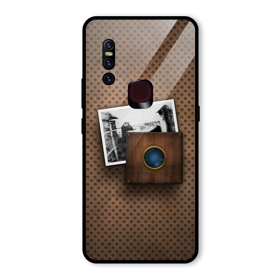 Vintage Wood Camera Glass Back Case for Vivo V15