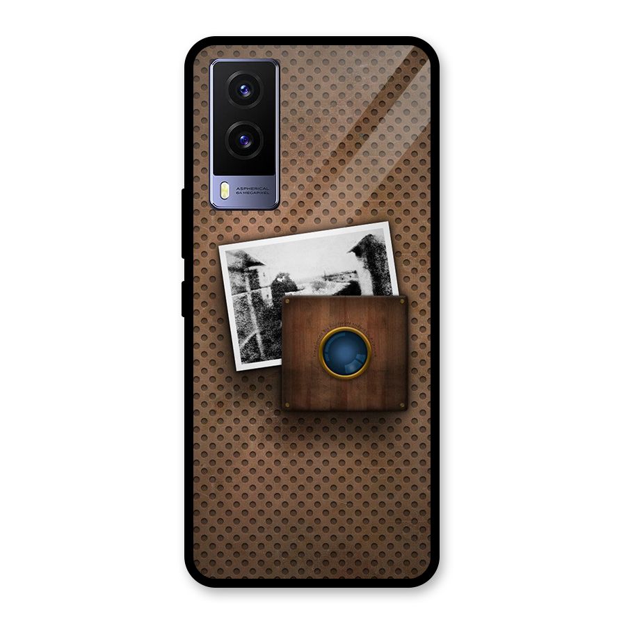 Vintage Wood Camera Glass Back Case for Vivo V21e 5G