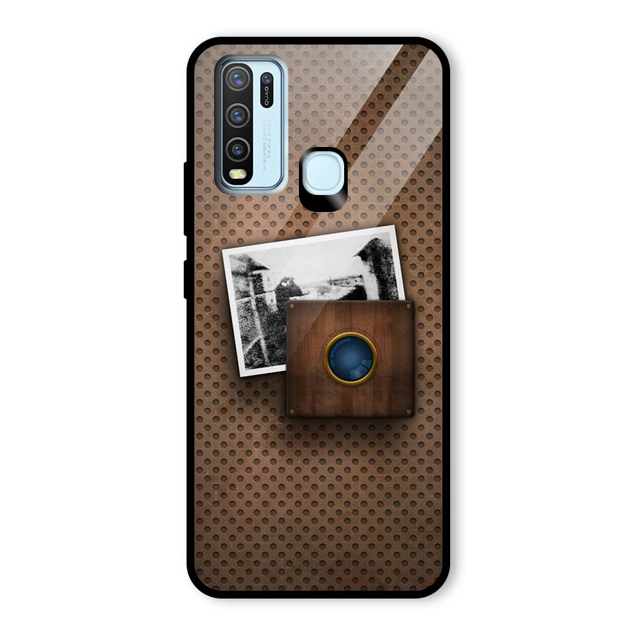 Vintage Wood Camera Glass Back Case for Vivo Y50