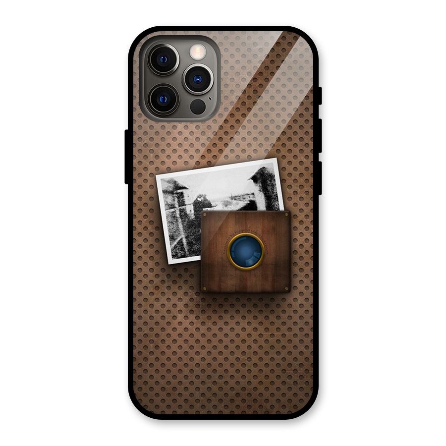 Vintage Wood Camera Glass Back Case for iPhone 12 Pro